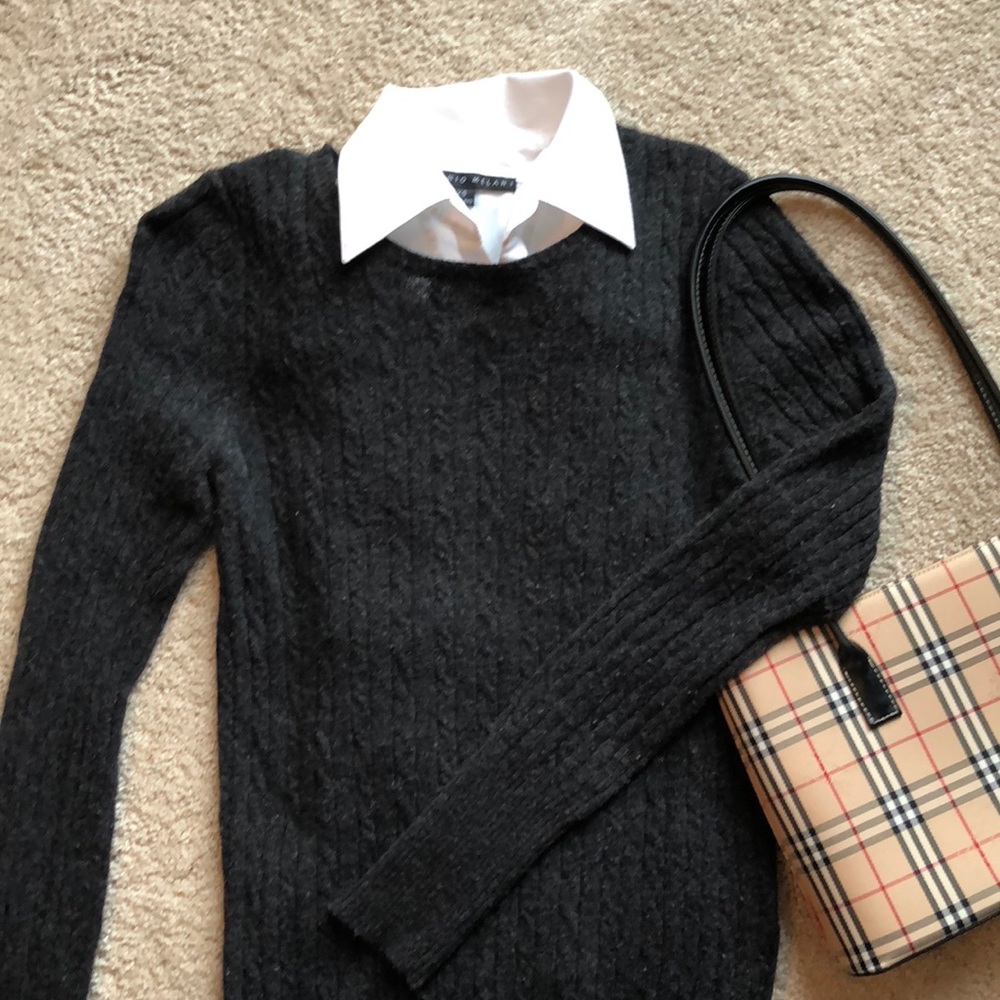 J. Crew cable knit sweater charcoal color